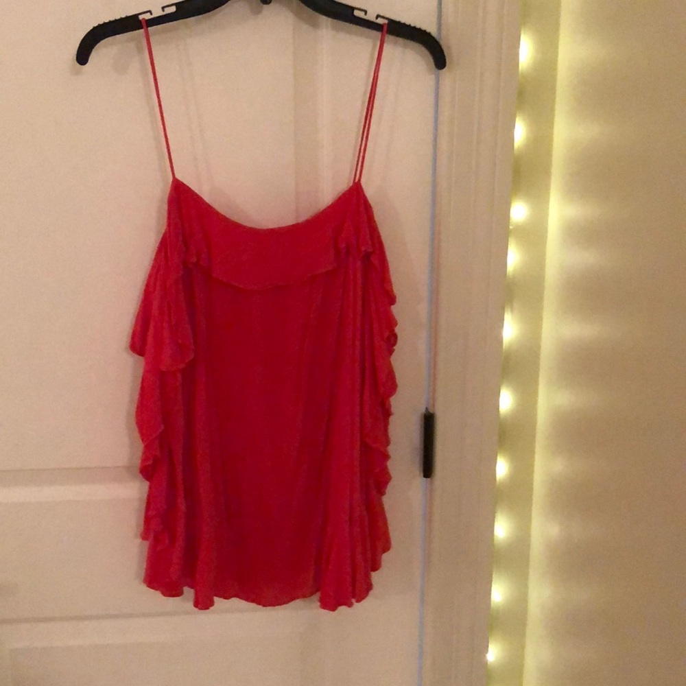 Free people red ruffle spaghetti top